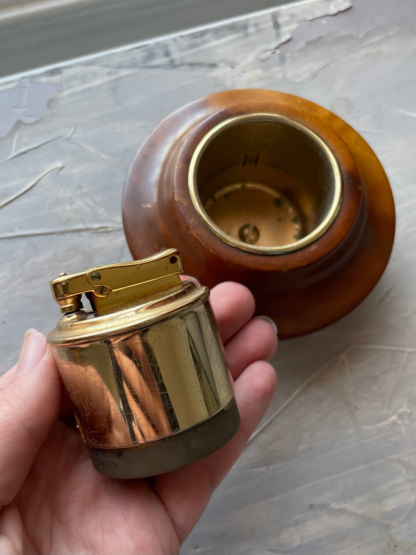 Mid Century Colibri Wood Table Lighter