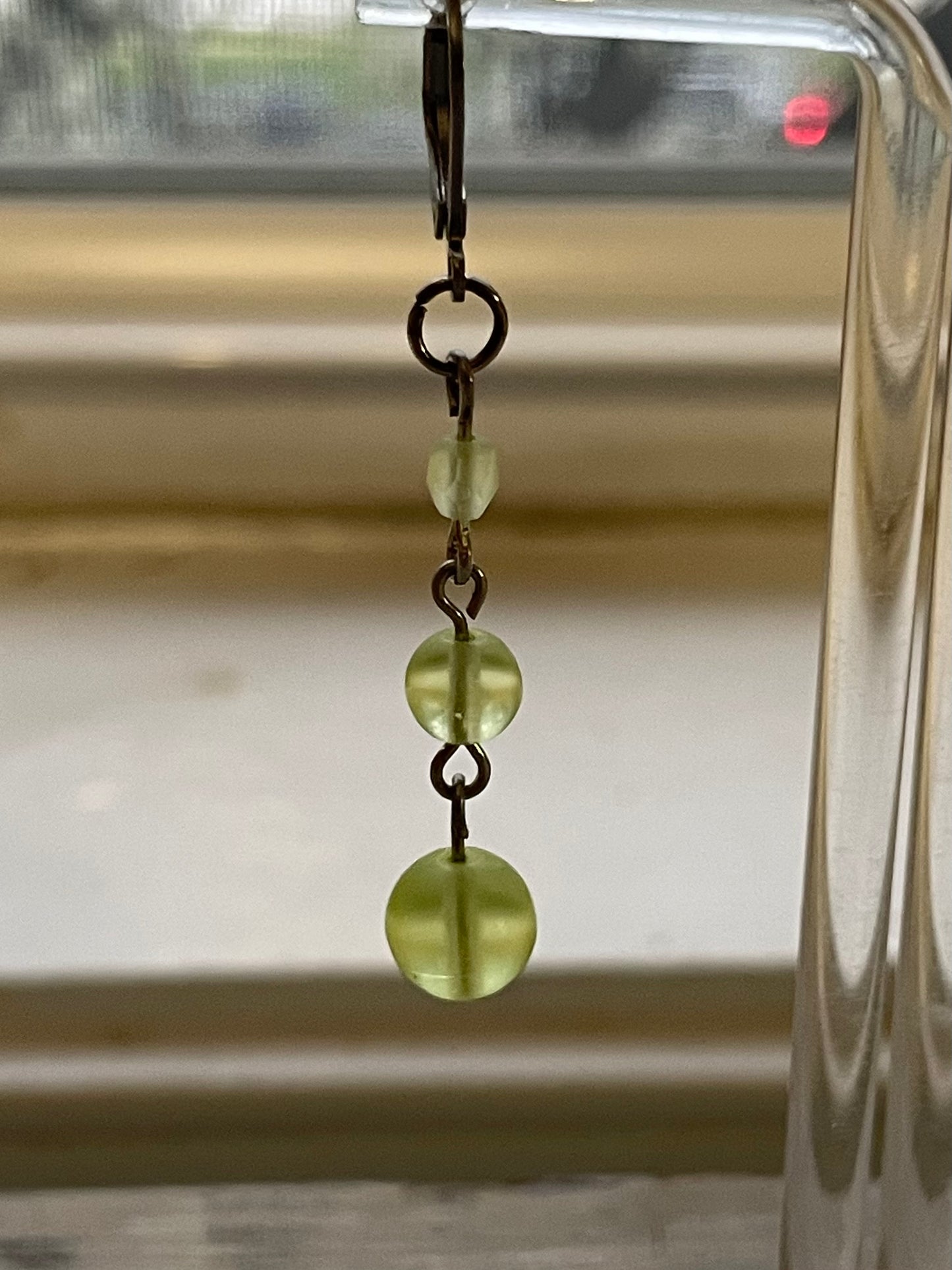Asymmetrical Uranium Glass UV Glow Earrings