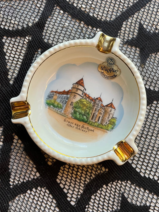 1940's German Souvenir Ashtray with Real Gold