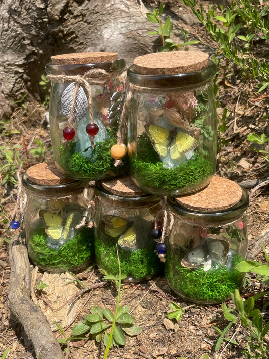 Green Flourite Butterfly Jar Displays