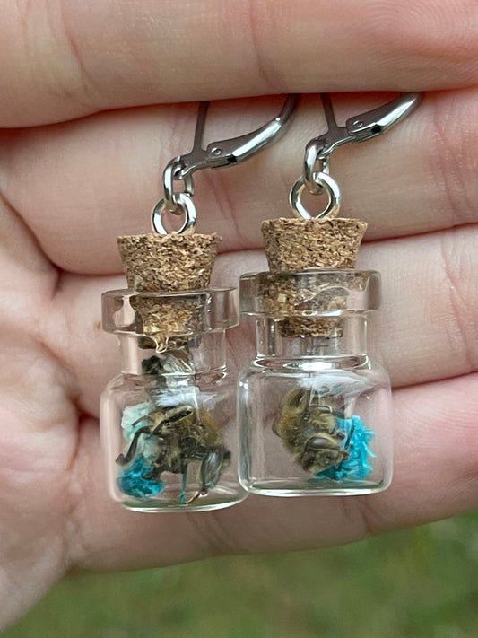 Blue Honeybee Jar Earrings