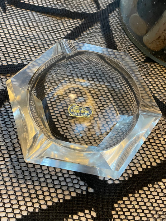 Vintage Japanese Crystal Glass Ashtray