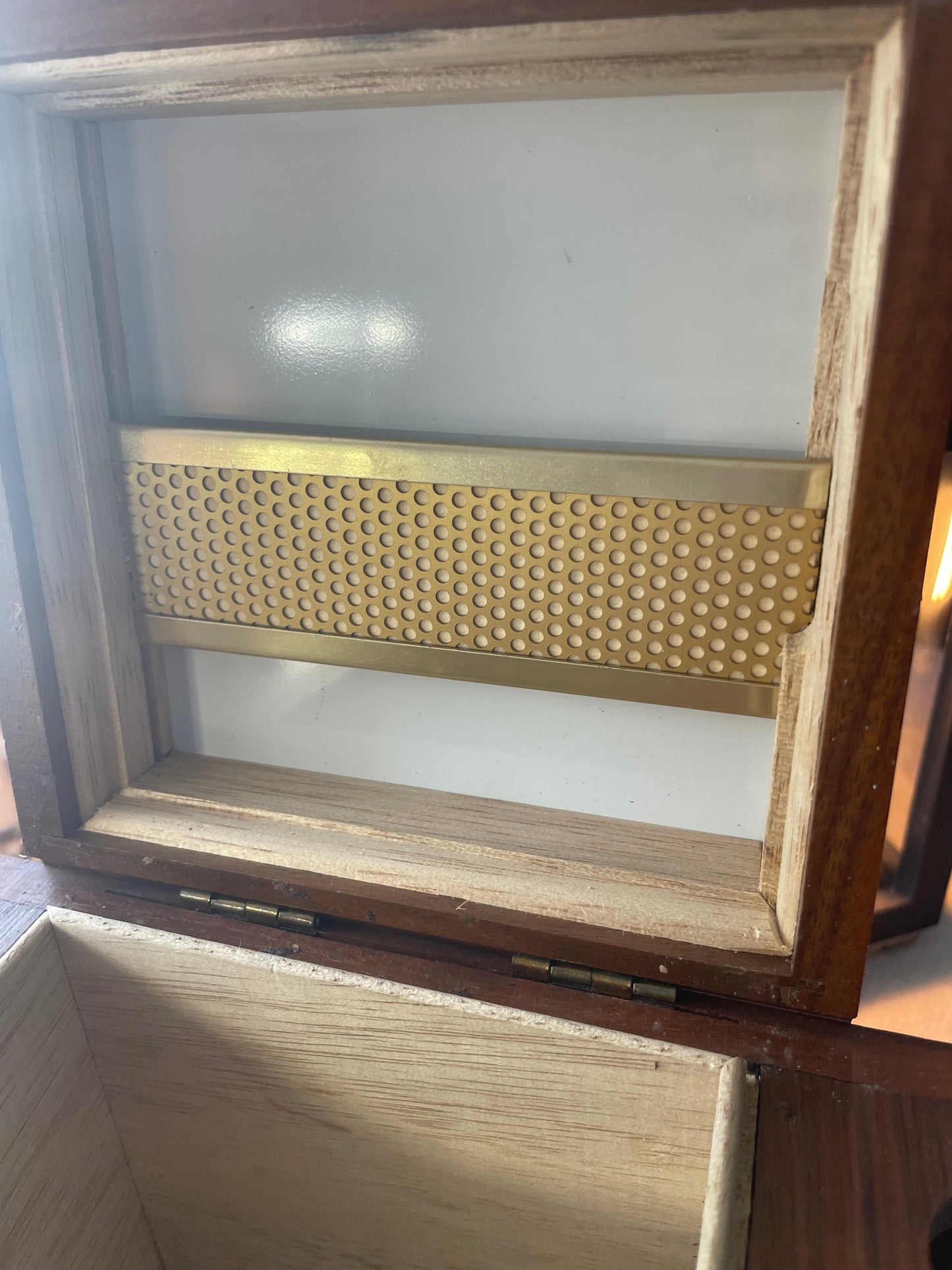 Vintage Walnut Stash Box with Pipe Storage and Grinder Tool