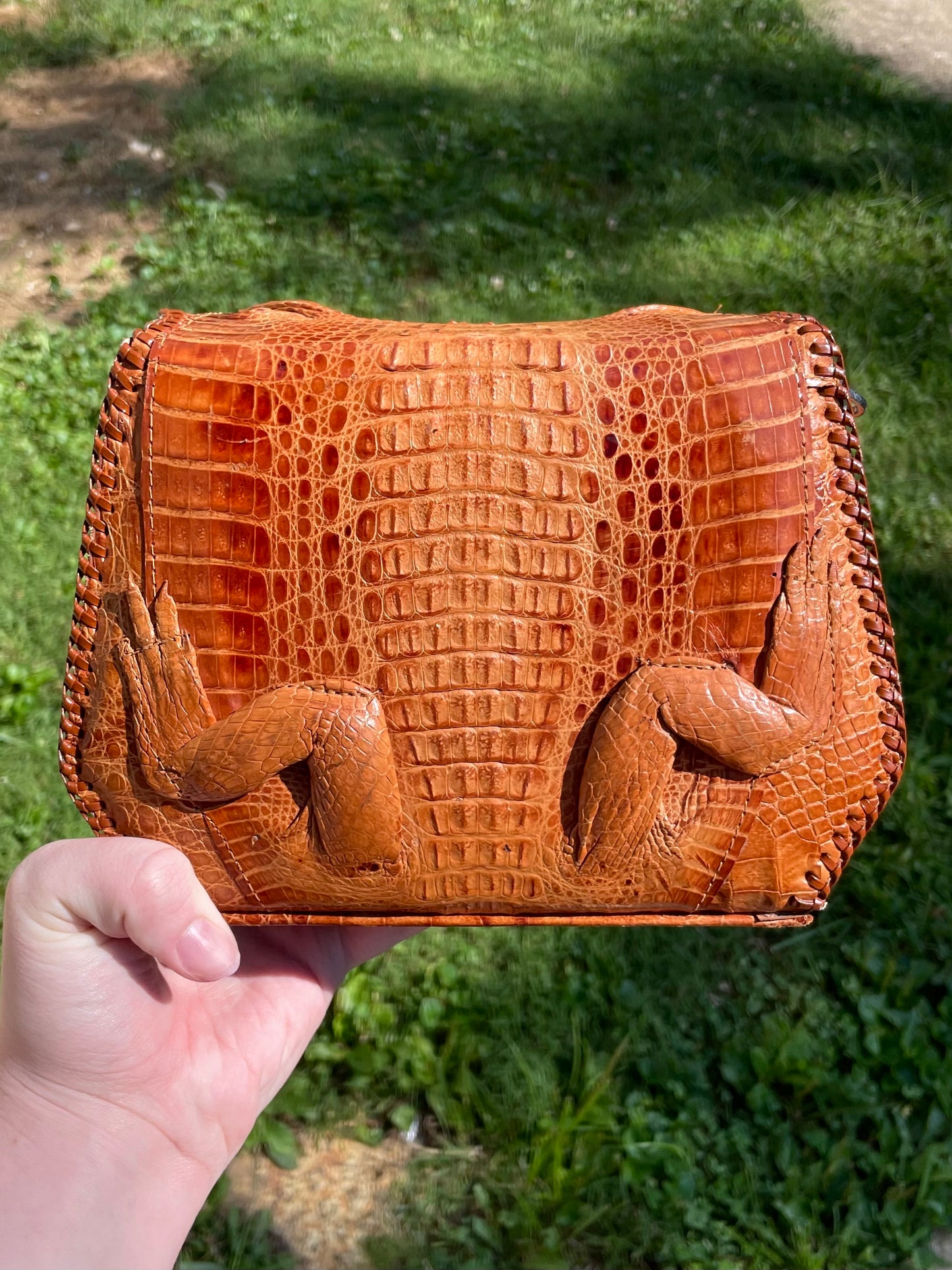 Restored 1950's Florida Alligator Purse with Removable Chain Strap