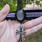 Lilac Python Shed and Cross Choker Necklace