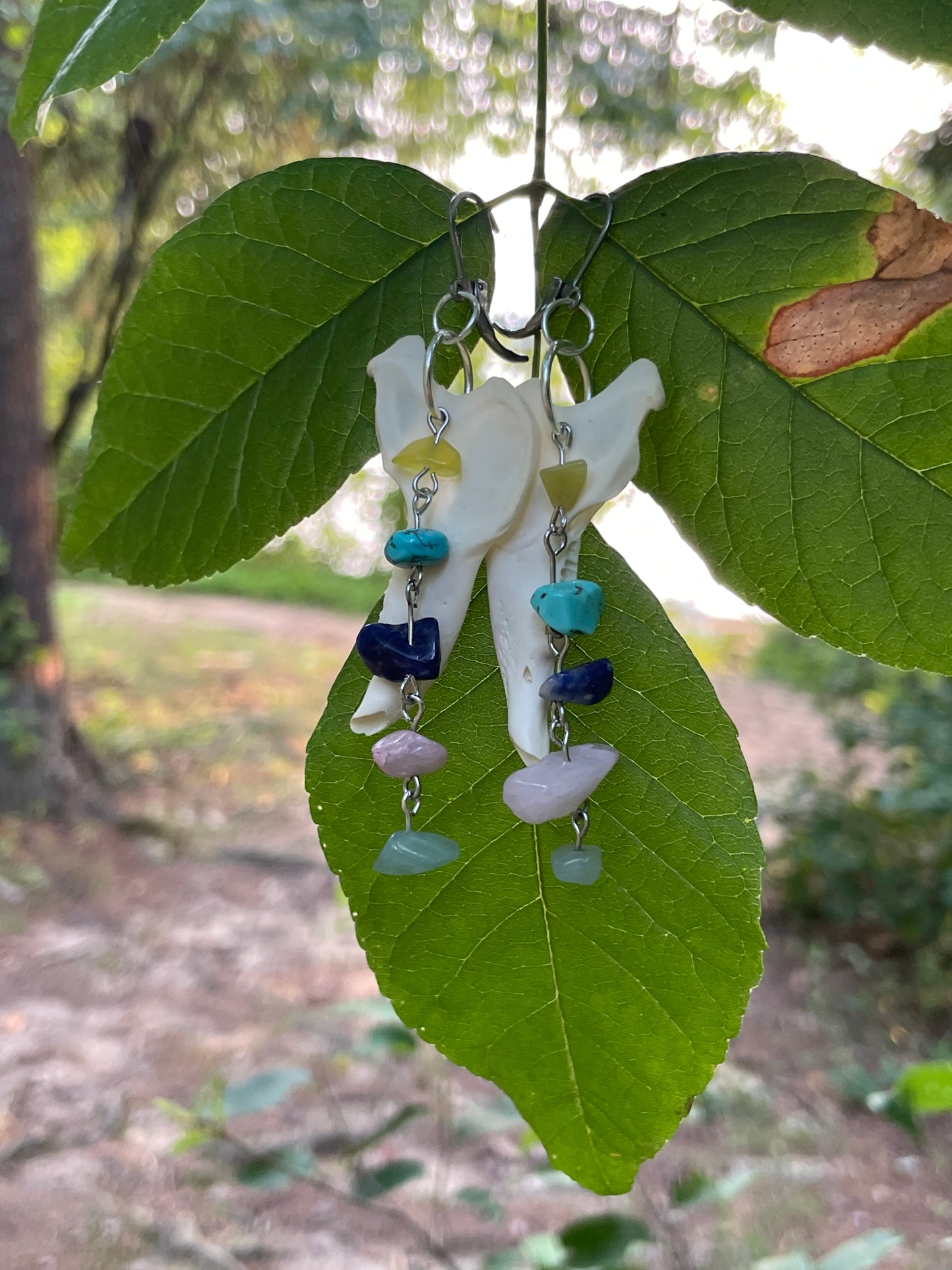 Silver Rabbit Mandible with Crystals Earrings