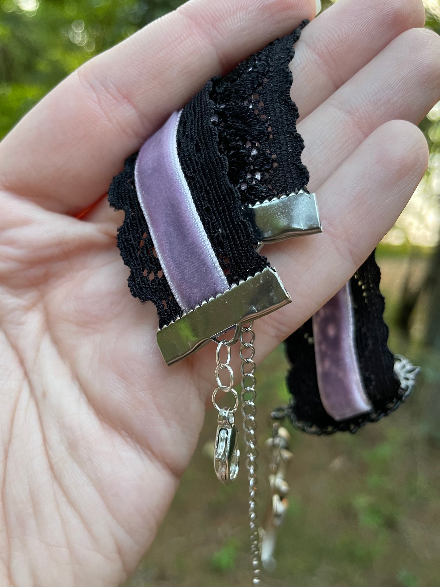 Lilac Python Shed and Cross Choker Necklace