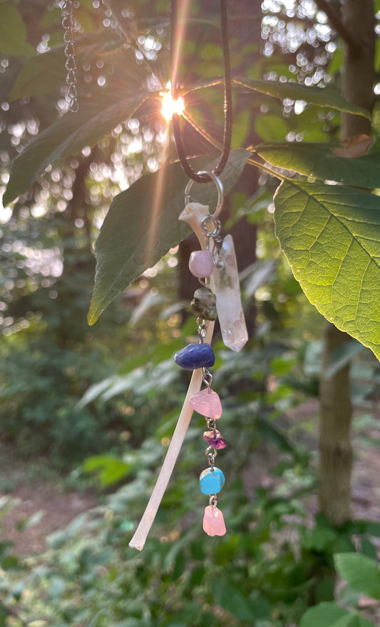 Rib Bone and Crystal Necklace