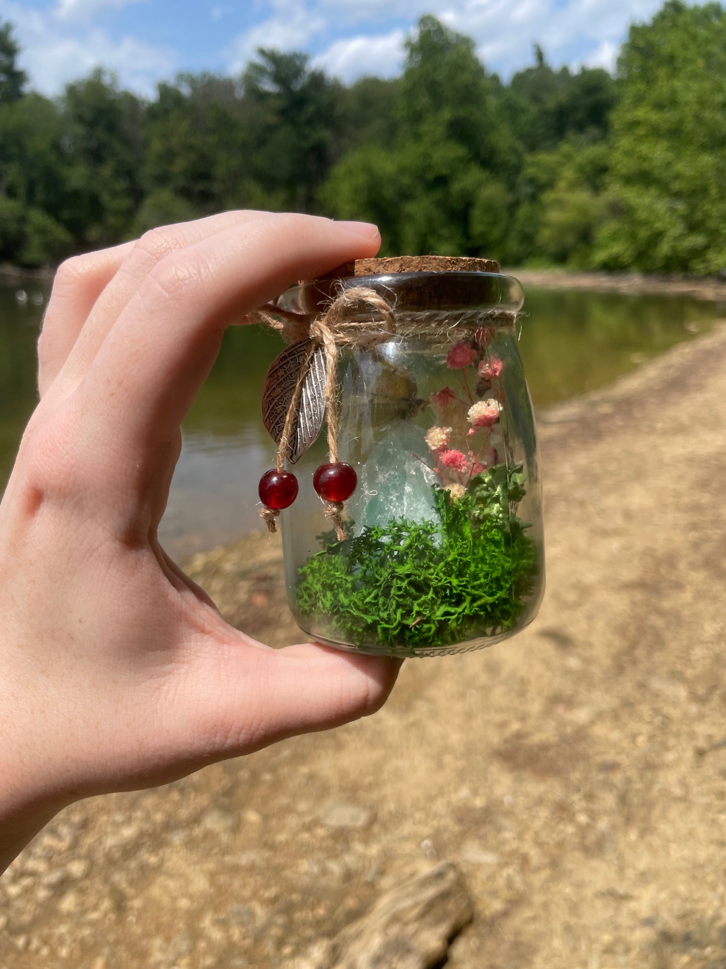 Green Flourite Butterfly Jar Displays