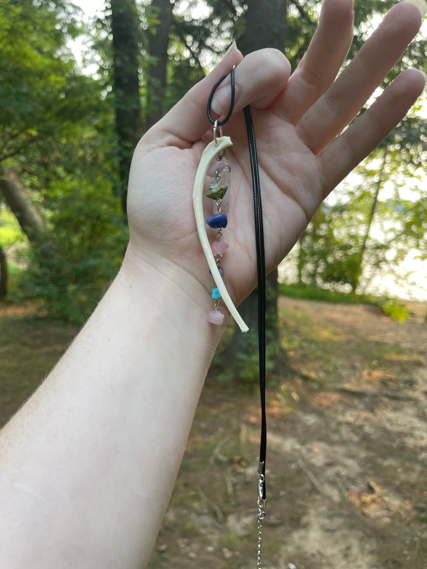 Rib Bone and Crystal Necklace