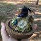 Iridescent Mink Skull, Beetle, and Butterfly Geode Cloche Display