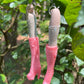 Vintage Porcelain Doll Leg Earrings with Pink Boots