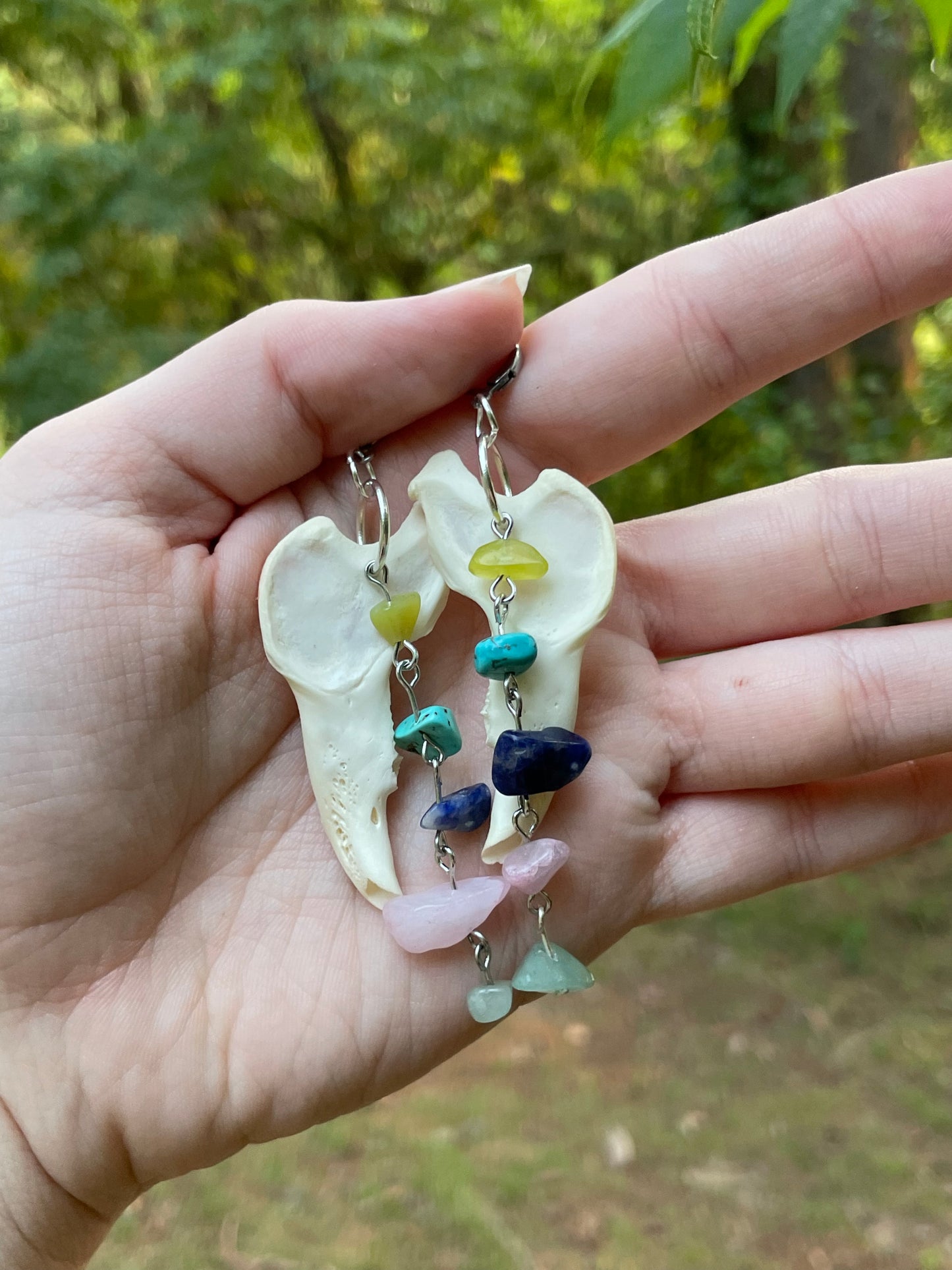 Silver Rabbit Mandible with Crystals Earrings