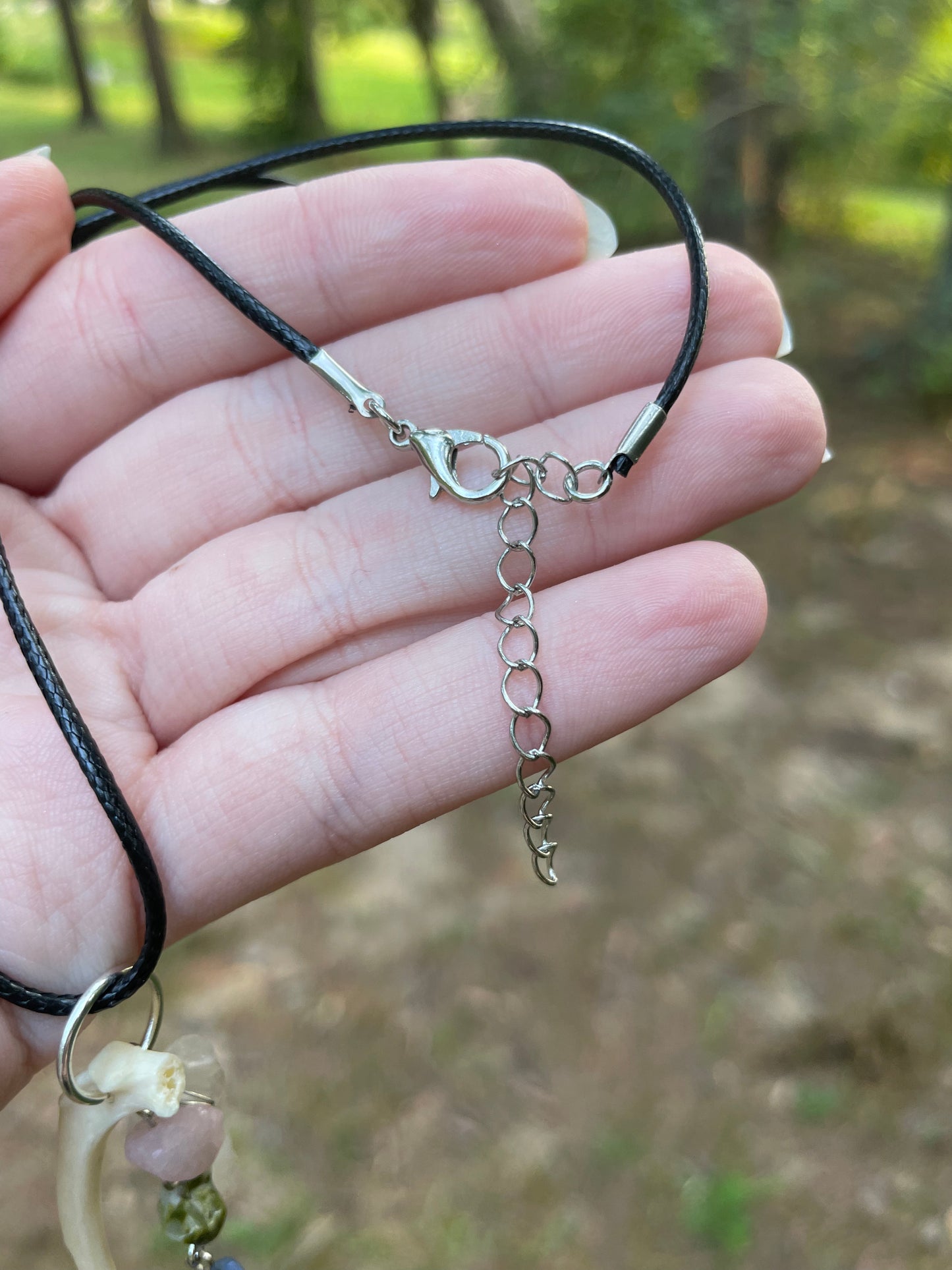 Rib Bone and Crystal Necklace