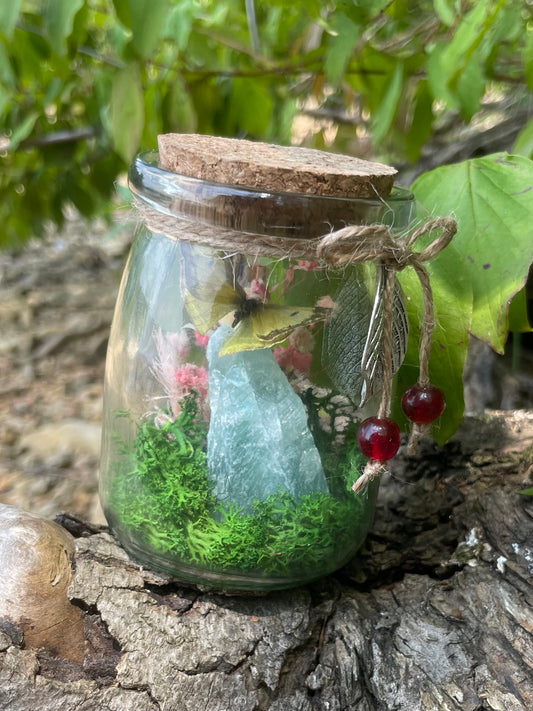 Green Flourite Butterfly Jar Displays