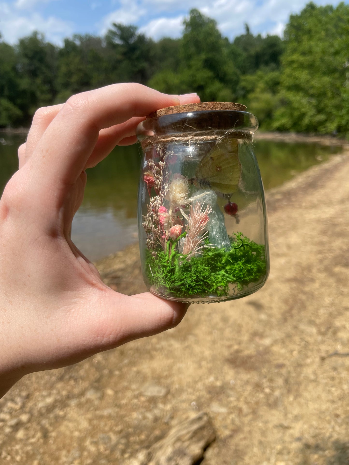 Green Flourite Butterfly Jar Displays