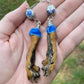 Royal Blue Mummified Red Squirrel Paw Earrings