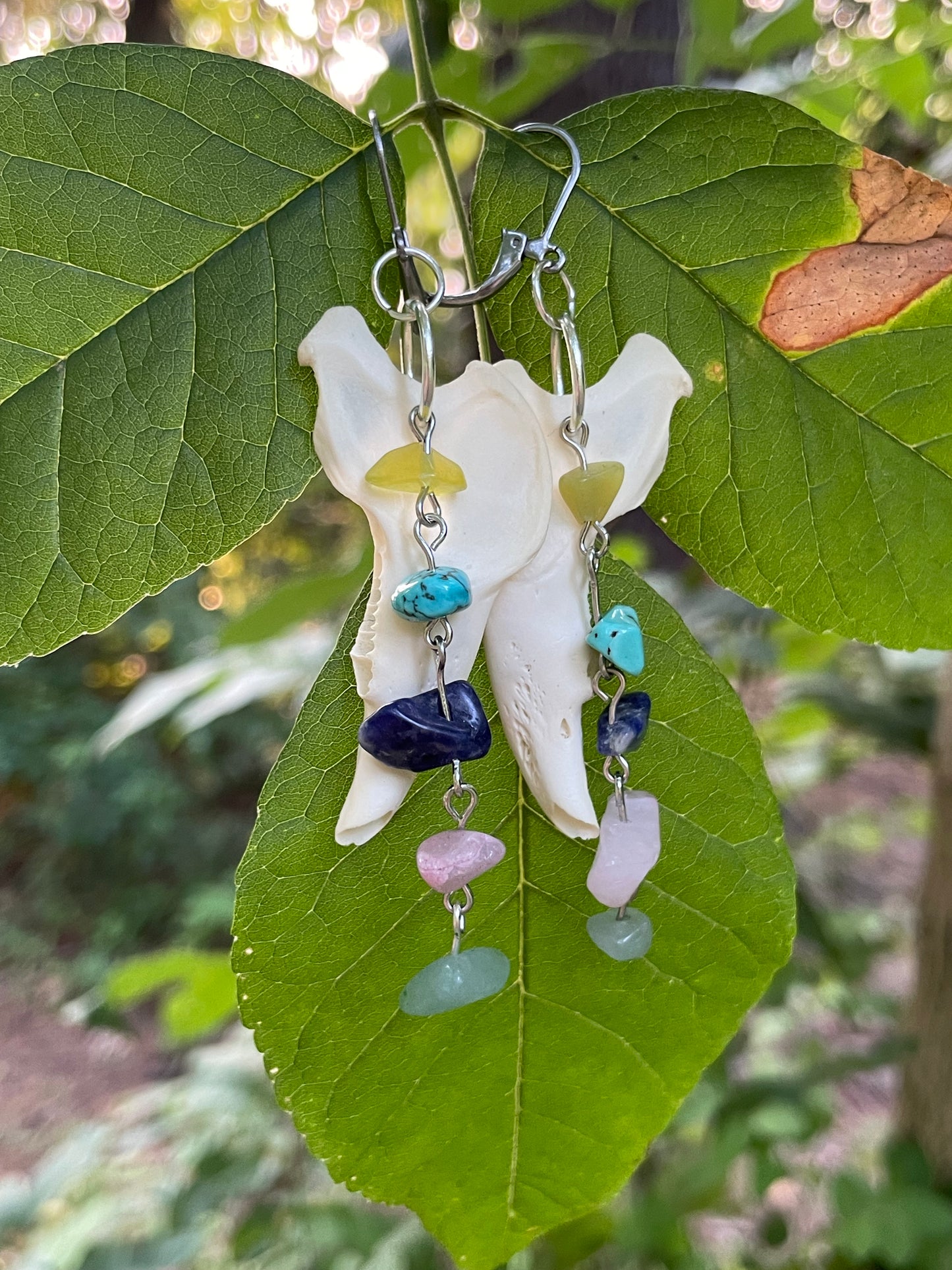 Silver Rabbit Mandible with Crystals Earrings