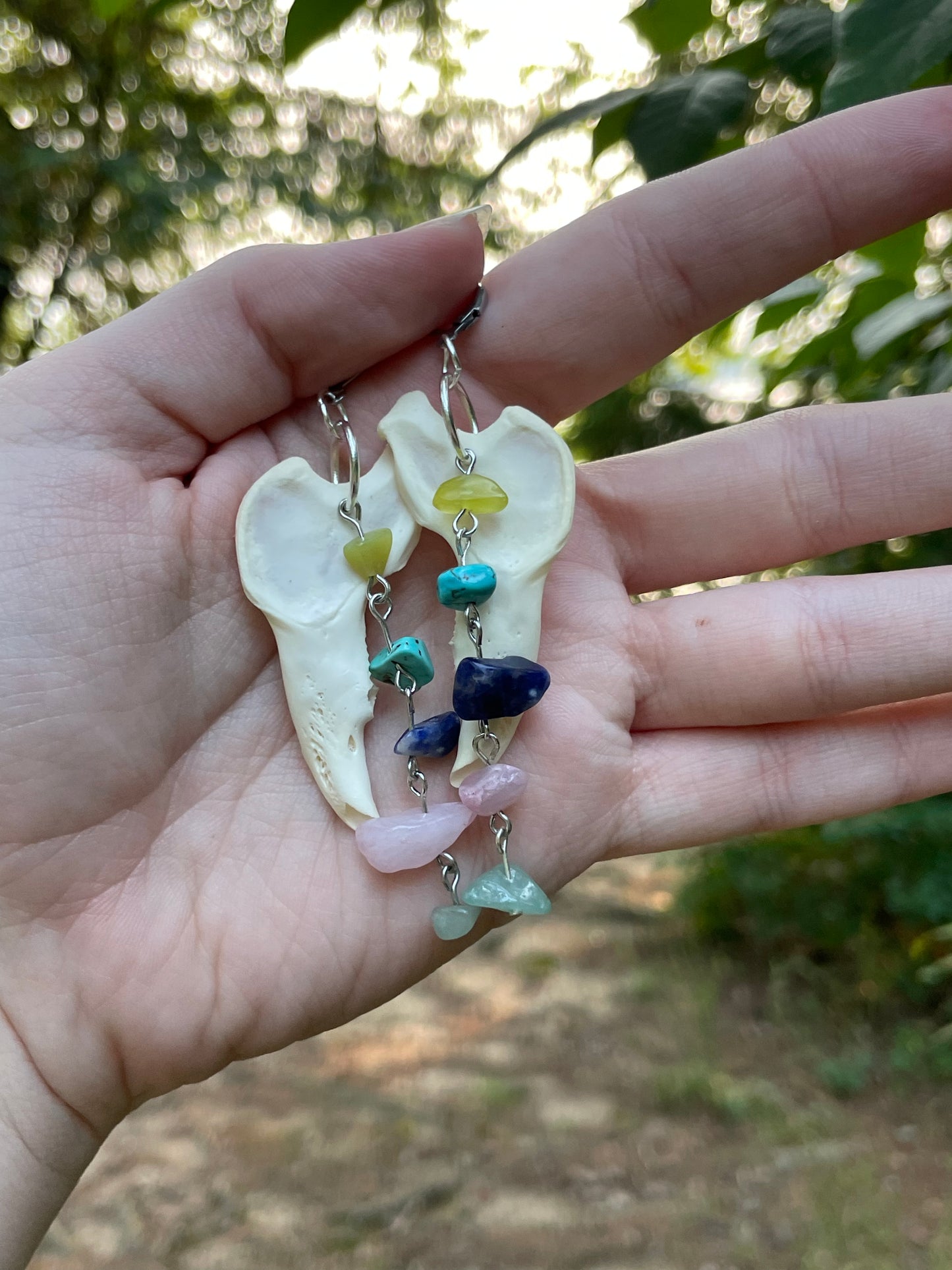 Silver Rabbit Mandible with Crystals Earrings