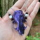 Metallic Violet Mink Skull Necklace