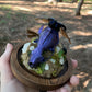 Iridescent Mink Skull, Beetle, and Butterfly Geode Cloche Display