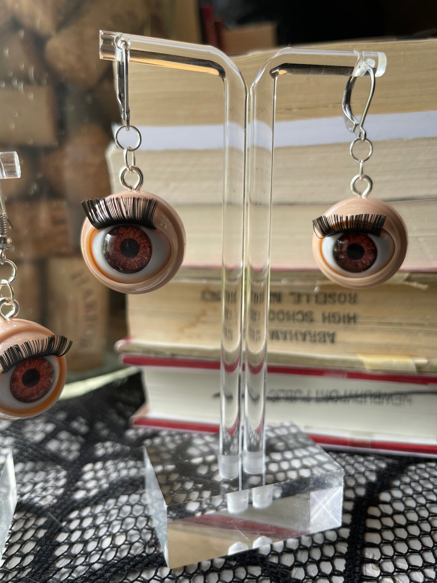 Creepy Blinking Doll Eye Earrings