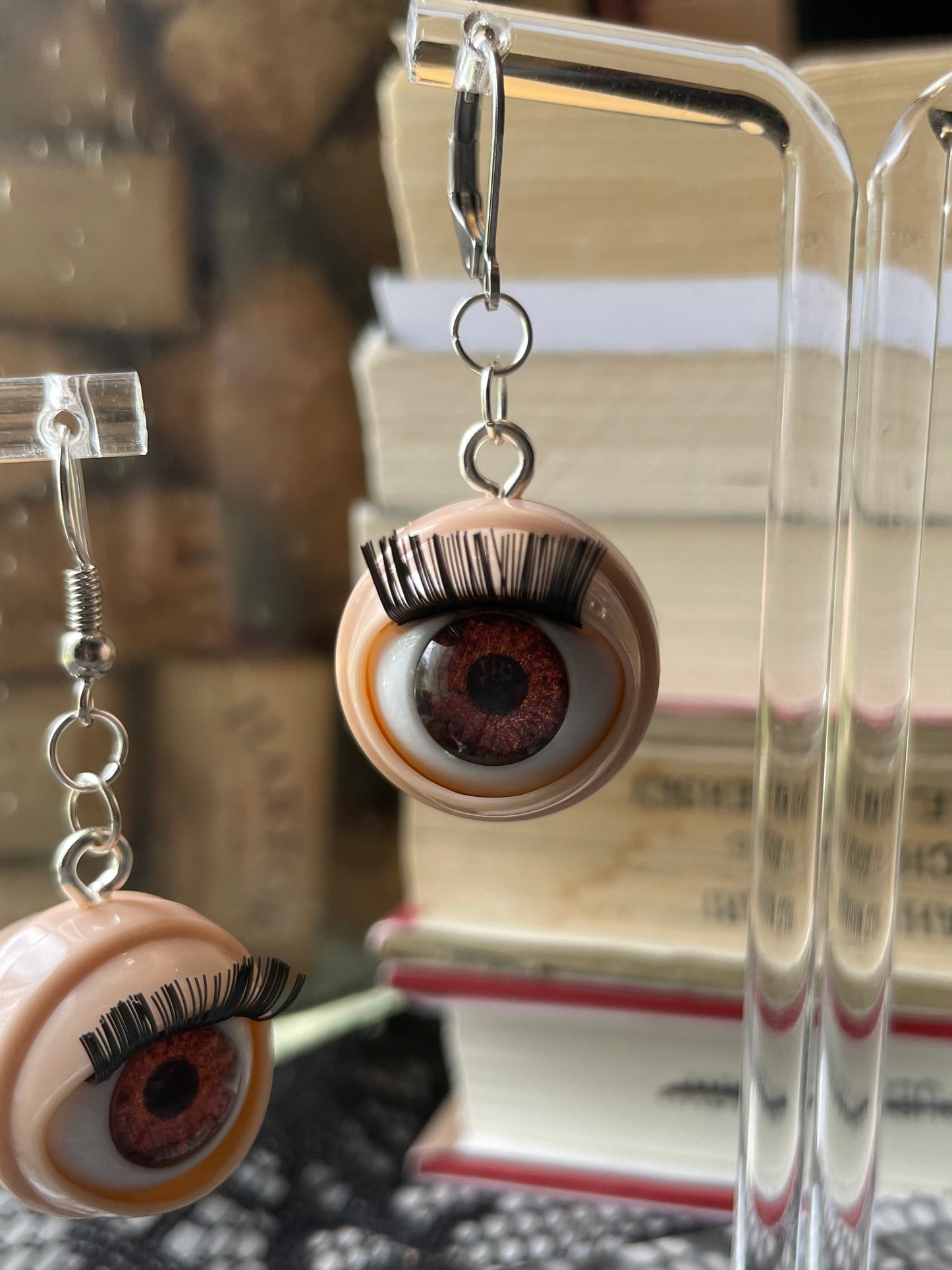 Creepy Blinking Doll Eye Earrings