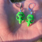 Glowing Green Eyeball Vole Skull Earrings