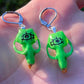 Glowing Green Eyeball Vole Skull Earrings