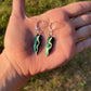 Painted Teal Jewel Beetle Wing Earrings