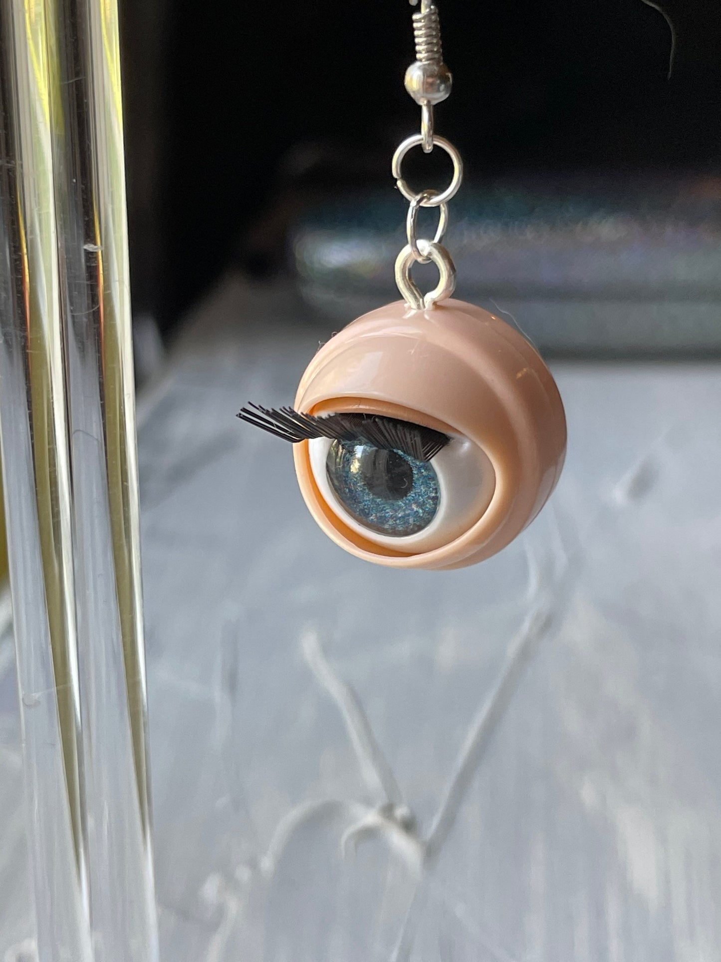 Creepy Blinking Doll Eye Earrings