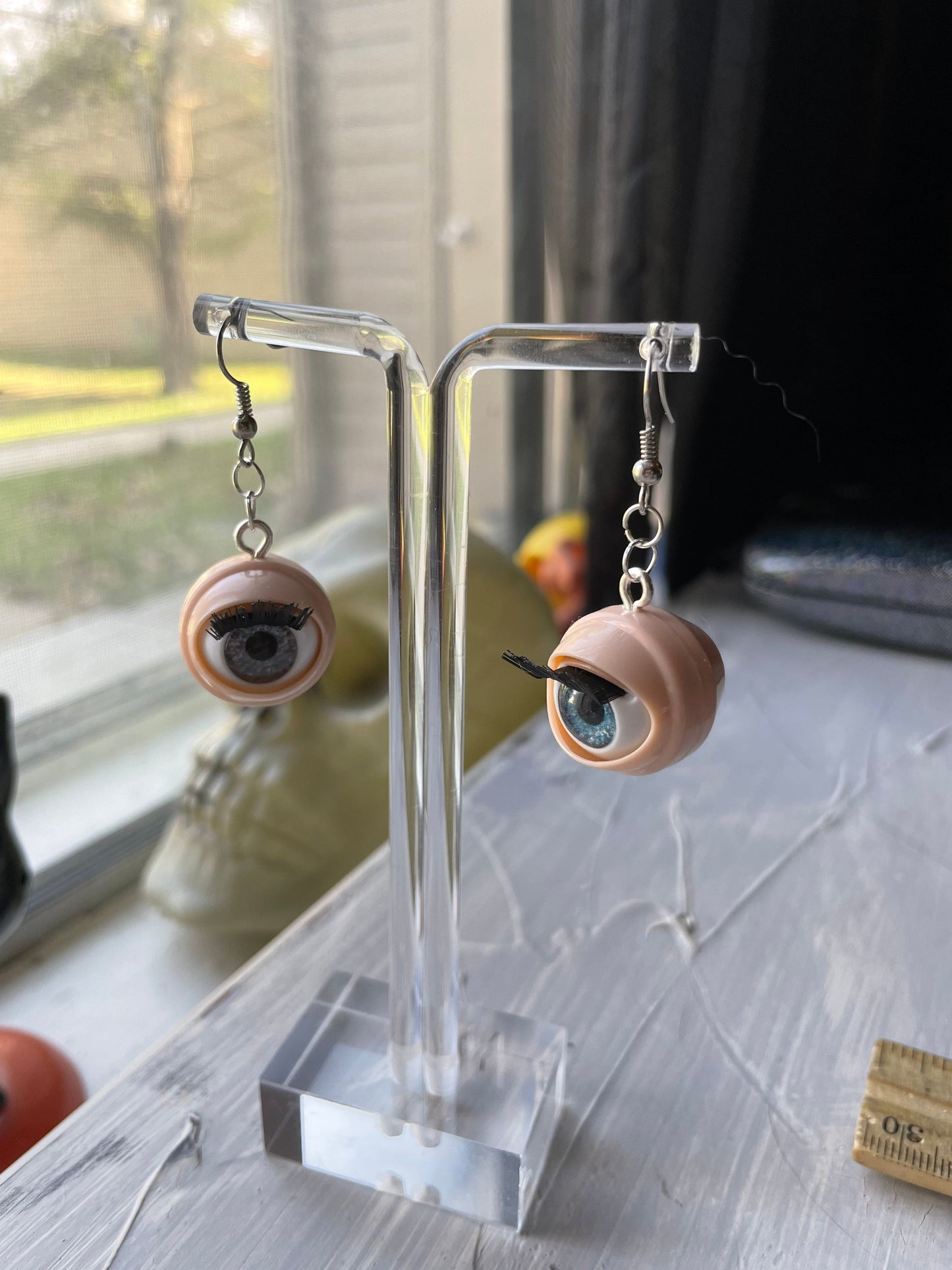 Creepy Blinking Doll Eye Earrings