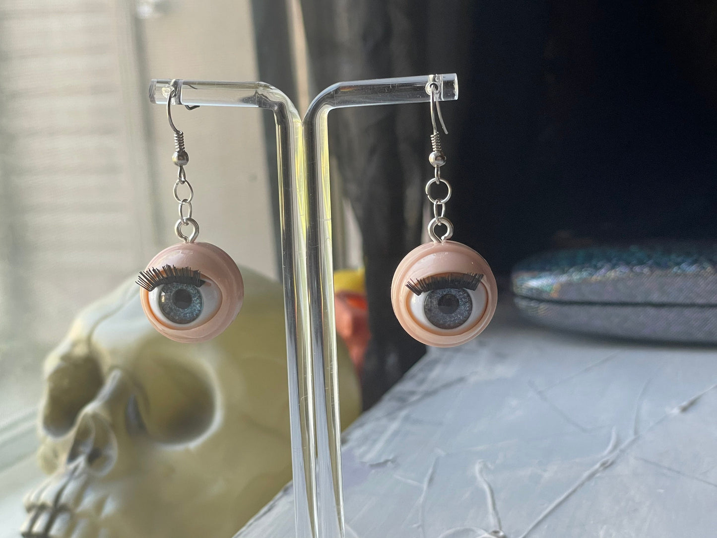 Creepy Blinking Doll Eye Earrings